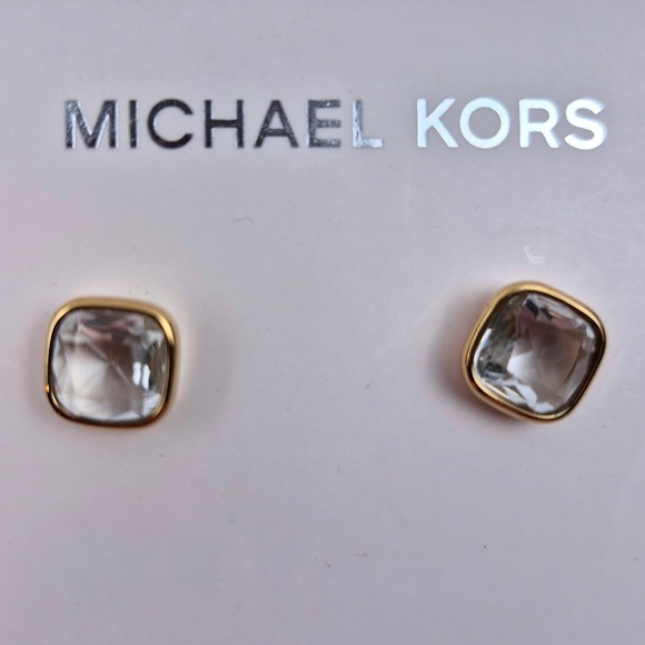 Michael Kors Jewelry - Michael Kors Gold Tone Square Crystal Stud Earrings MKJ4225710 Botanicals NWT
